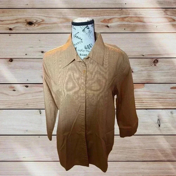 CHRISTOPHER AND BANKS SIZE LARGE BROWN BUTTON DOWN SHIRT - Picture 1 of 5